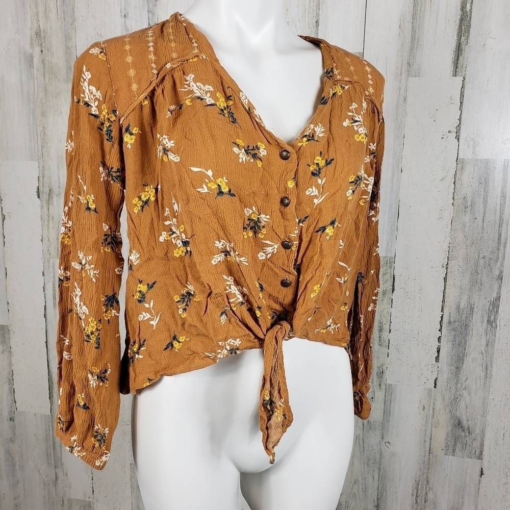 Rewind floral long sleeve front tie top size XL - Picture 2 of 8